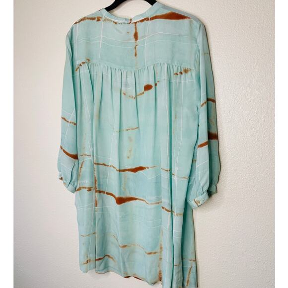 NWT Poetry Aqua Rust Tie Dye 3/4 Sleeve Front Button Mandarin Collar 12 - Picture 6 of 12